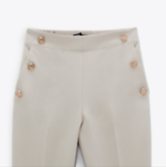 NWT Zara Straight Leg Ecru Pants, Size XS - Picture 8 of 10